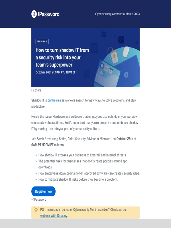 1Password - Learn how to tackle shadow IT with Microsoft’s Chief Security Advisor