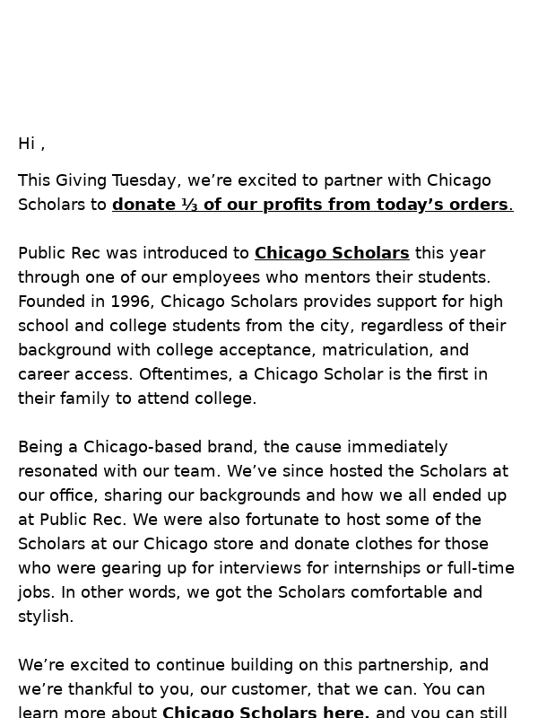 Public Rec - Hey there,Your Purchase Supports Chicago-Area Students