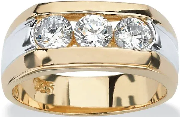 PalmBeach Jewelry Men's 1.50 TCW Cubic Zirconia Channel-Set Ring in 14K Gold