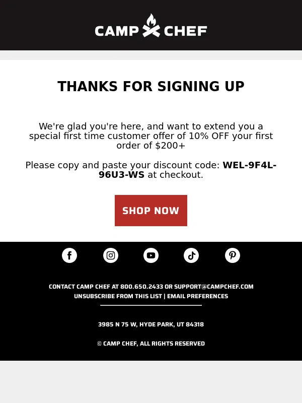 Camp Chef - Your Discount is Here!