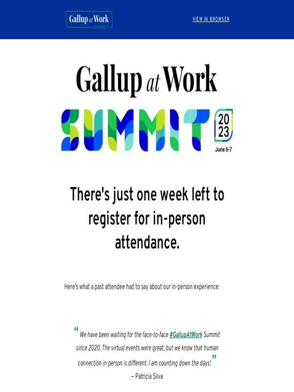 Gallup - One week left for in-person tickets