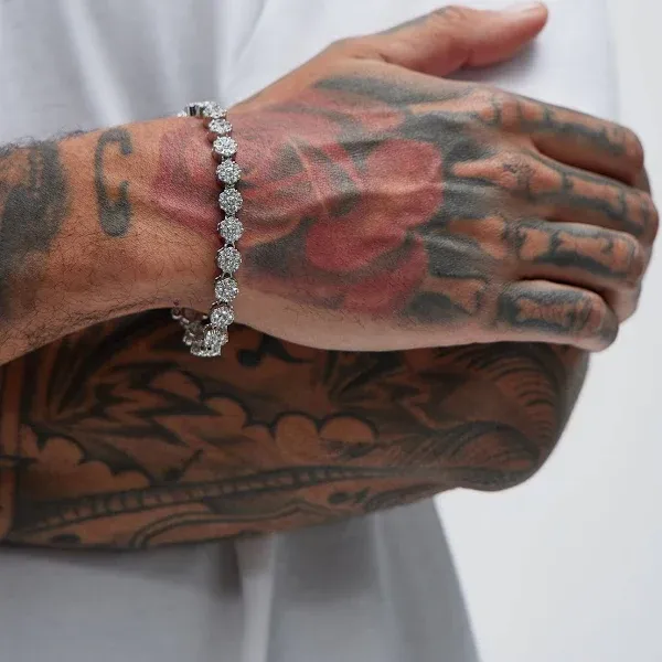 Fashion Nova Men's Teo Iced Cluster Silver Bracelet