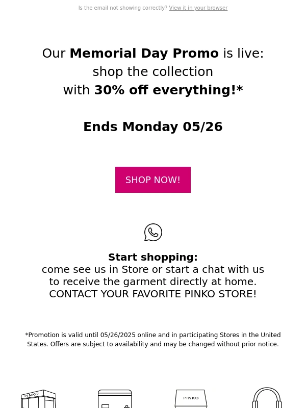 Pinko - 30% off for Memorial Day? This way!