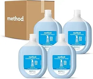 Method Foaming Hand Soap Refill, Sea Minerals, Recyclable Bottle, Biodegradable Formula, 28 fl oz (Pack of 4) (Packaging May Vary)