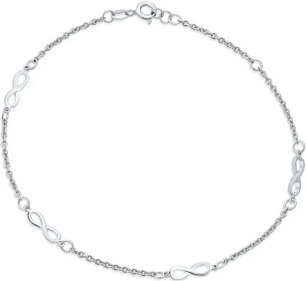 Bling Sterling Silver Infinity Link Anklet