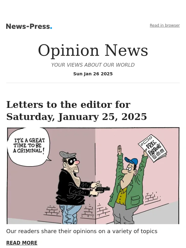 News Press - Opinion News: Letters to the editor for Saturday,January 25,2025