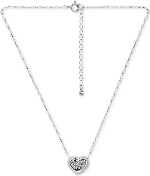 Giani Bernini Women's Sterling Silver Cubic Zirconia Cluster Heart Pendant Necklace