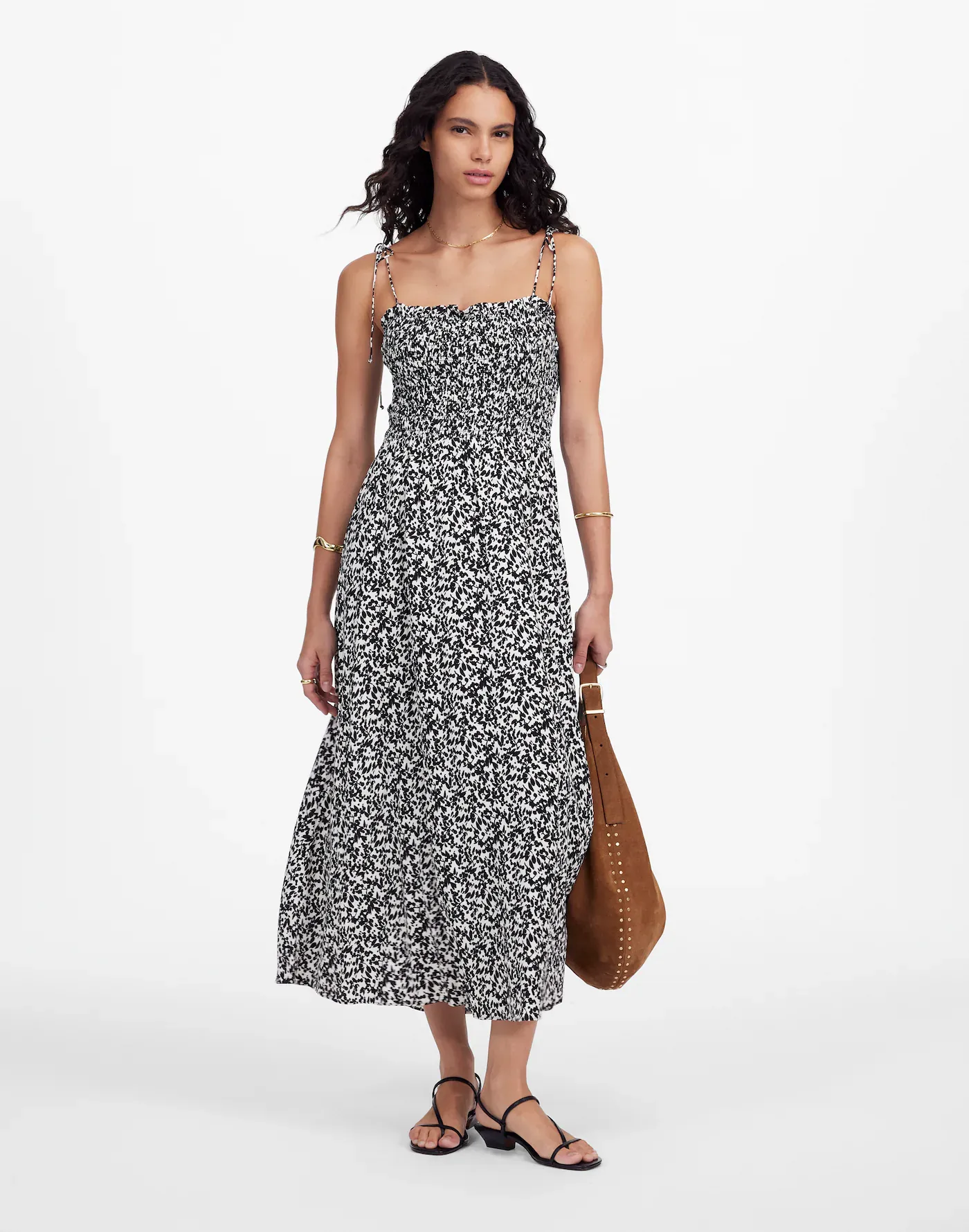Tie Shoulder Midi Dress in Floral