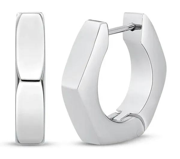 Stainless Steel Men's Angled Hoop Earrings