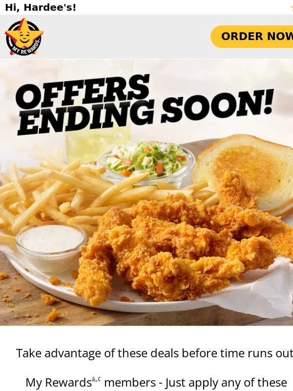 Hardees - Time is running out on these offers!