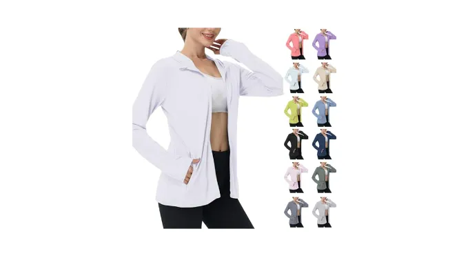 Sun Protection Clothing Women,Spf Shirts For Women Long Sleeve,Uv Protection Shirts For Womens,Lightweight Zip Up Hoodie With Pockets,Athletic Jacket,Summer Jackets White