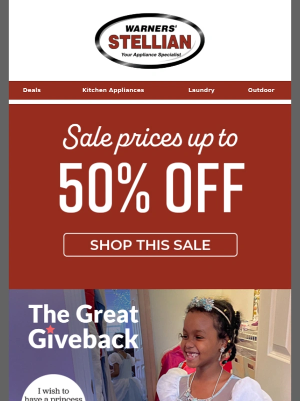 Warners' Stellian - Last day for The Great Giveback & up to 50% off