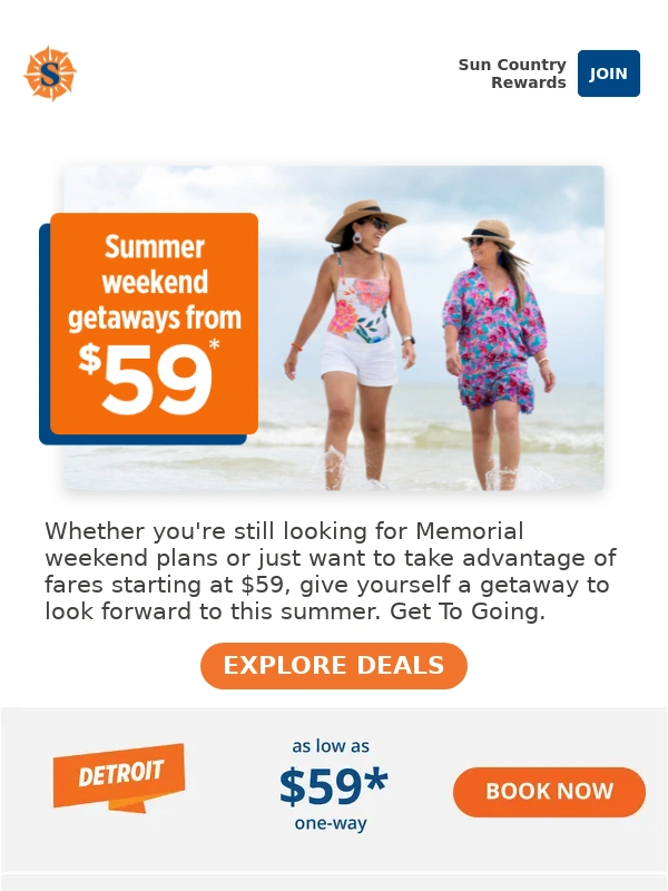 Sun Country - Summer weekend fares from $59*