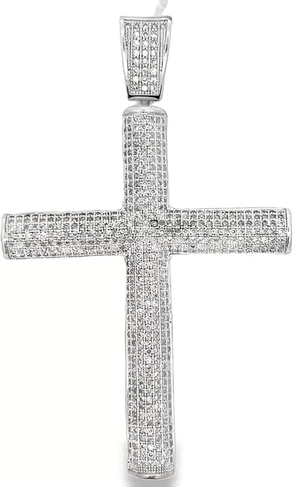 HipHopBling 3D Cylinder Cross CZ Iced Out Pendant