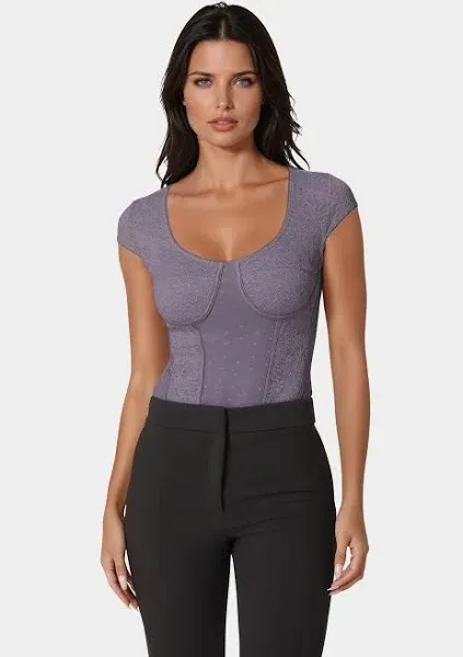 Bebe Women's Swiss Dot Lace Bodysuit