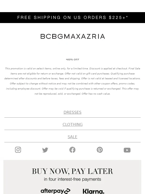 BCBG - Last chance for 60% OFF sitewide