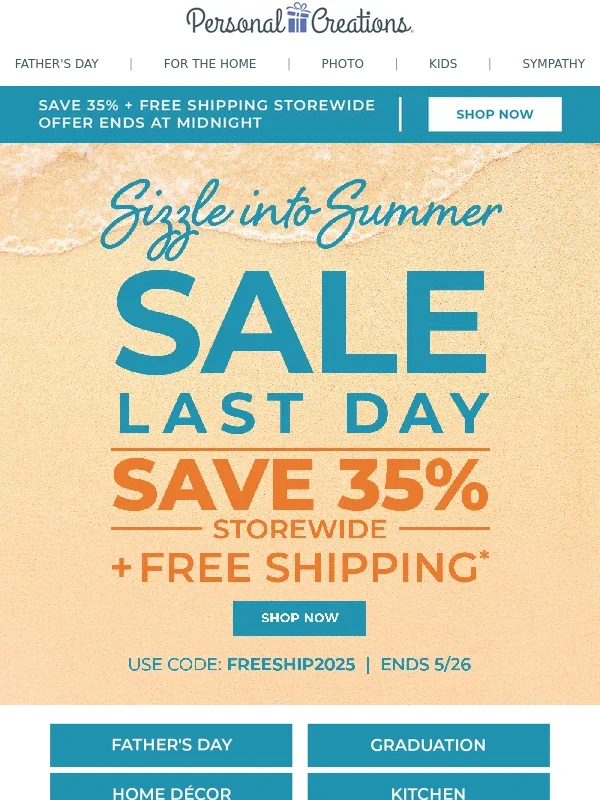 Personal Creations - The Summer Savings End Today!