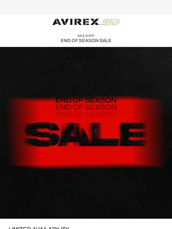 AVIREX - Ending Soon! End of Season Sale. 30% Off Select Styles