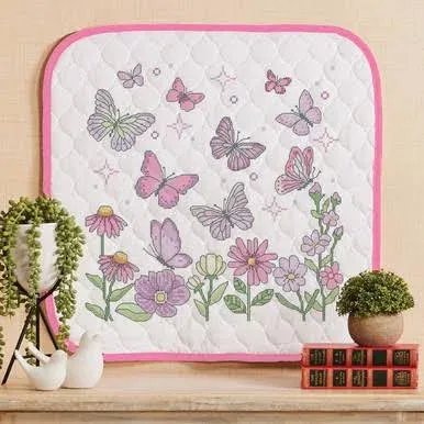 Herrschners Pink Butterflies Wall Hanging