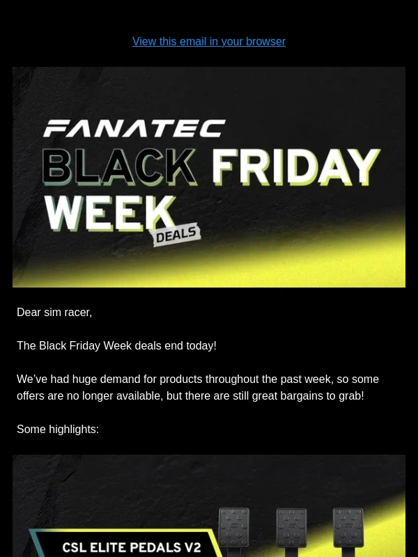 Fanatec - Black Friday offers end today