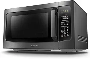 TOSHIBA ML-EM45P(BS) Countertop Microwave Oven with Smart Sensor and Position Memory Turntable, Function, 1.6 Cu.ft 13.6" Removable Black Stainless Steel, 1200W