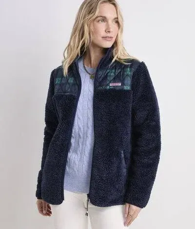 vineyard vines Women's Quilted High-Pile Fleece Jacket