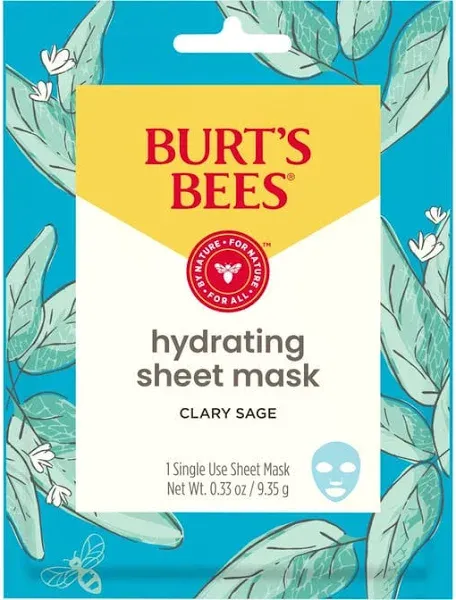 Burt's Bees Hydrating Sheet Mask with Clary Sage (Pack of 6)