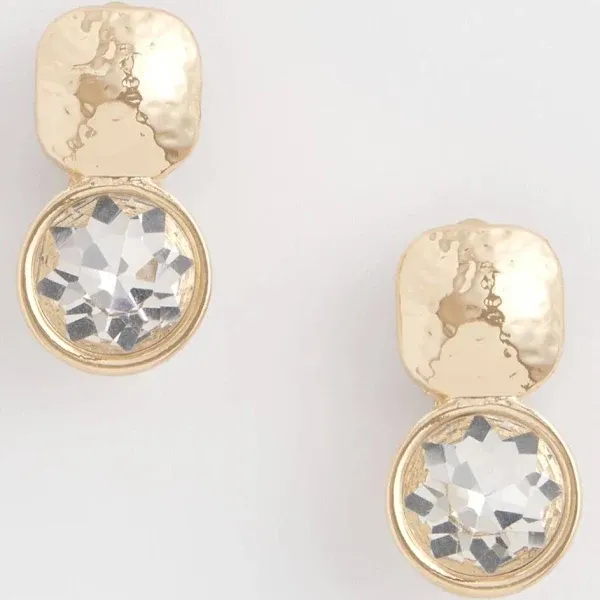 Chico's Women's No Droop Crystal Clip-On Earrings