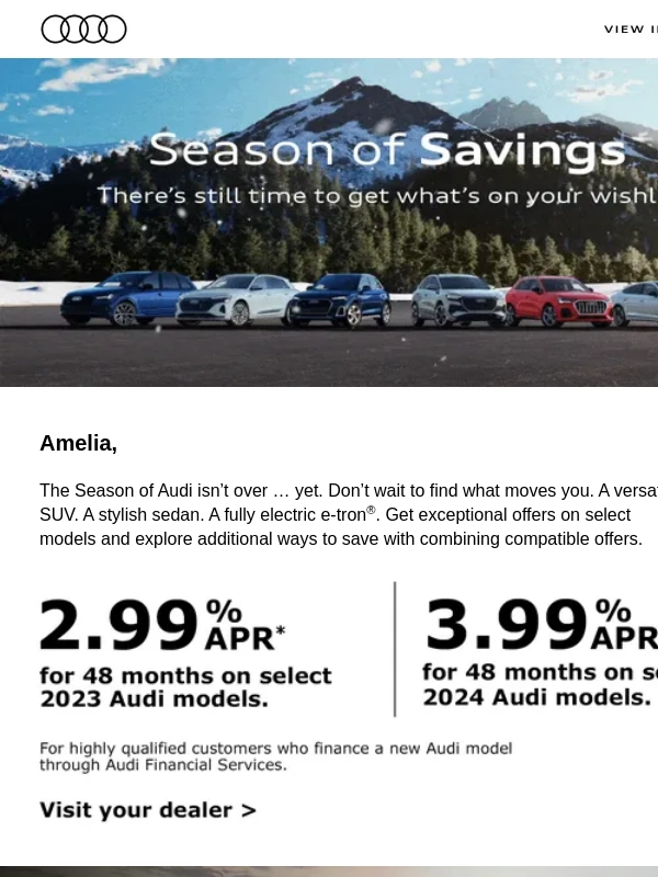 Audi - The season to save won't last forever