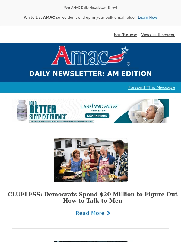 AMAC - CLUELESS: Democrats Spend $20 Million to Figure Out How to Talk to Men - Your AMAC Daily Newsletter: AM Edition