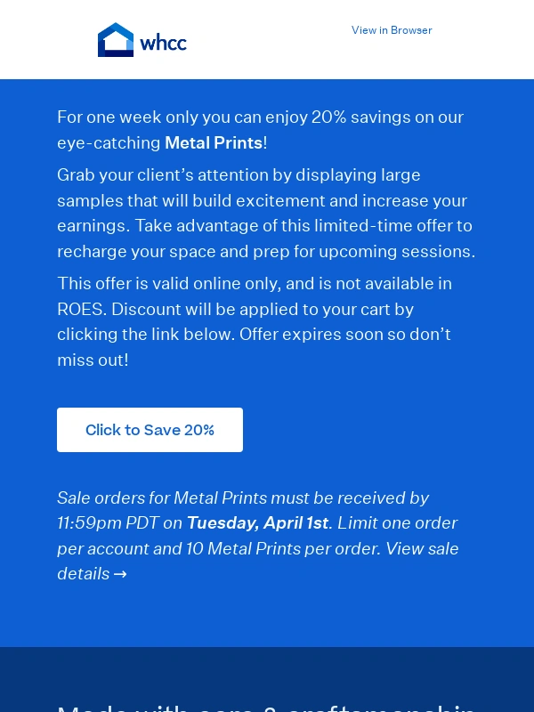 WHCC - ✨ 20% Off Metal Prints—7 Days Only!