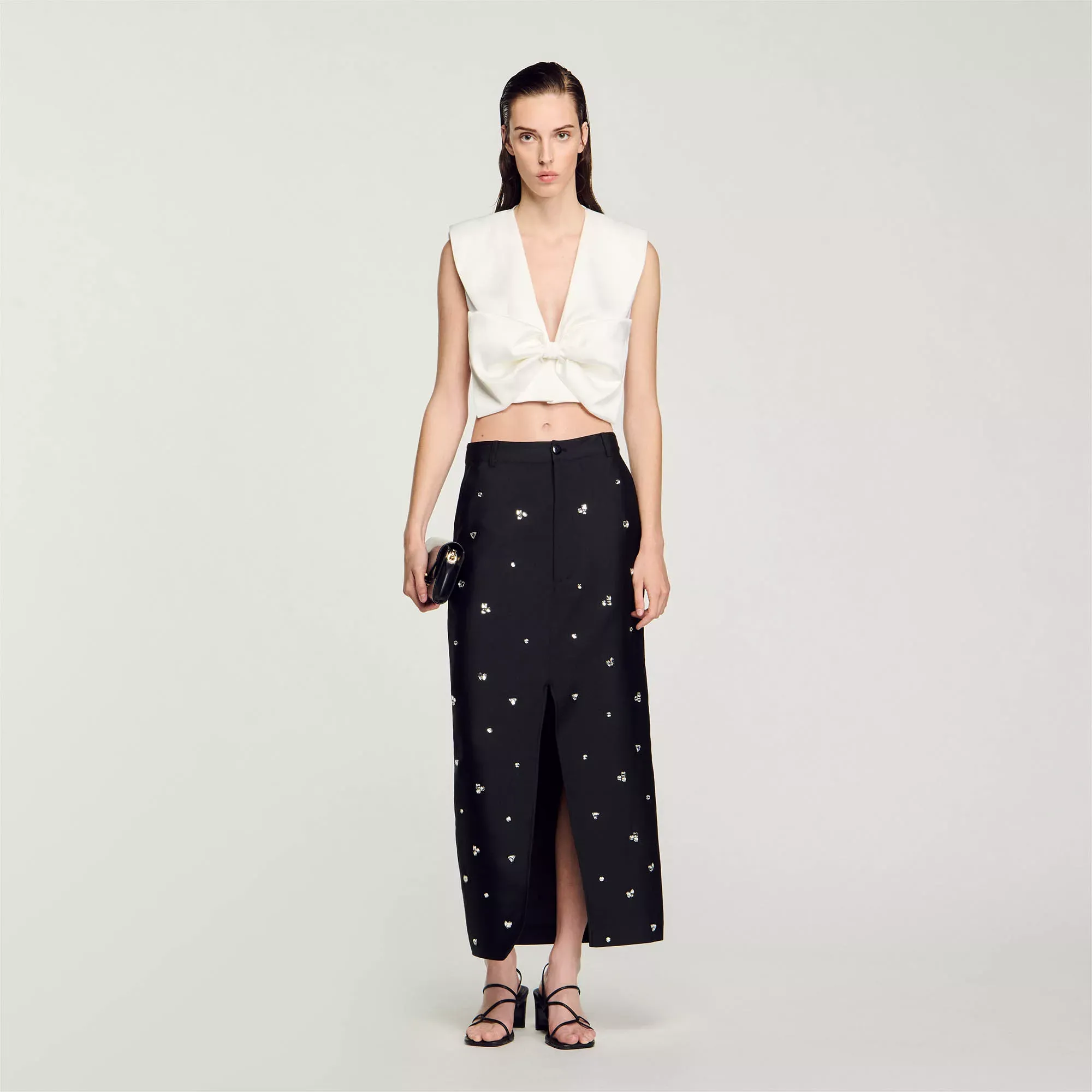 Sandro Satin-effect crop top - female - L