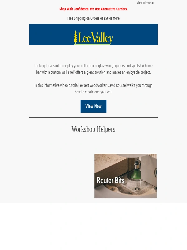 Lee Valley Tools - Learn How to Make a Home Bar Wall Shelf with Roussel