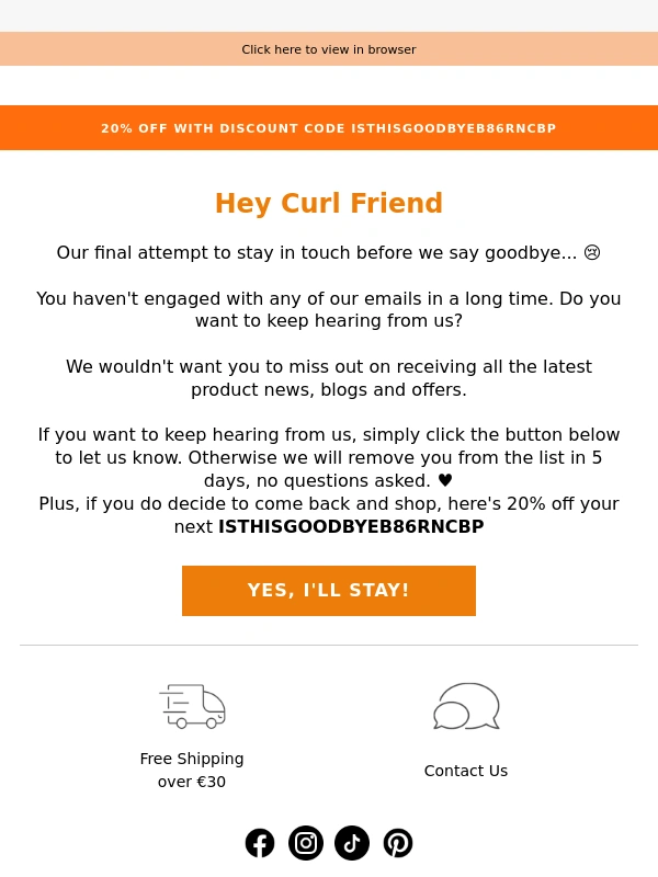 Curlsmith - Last chance to stay connected ?