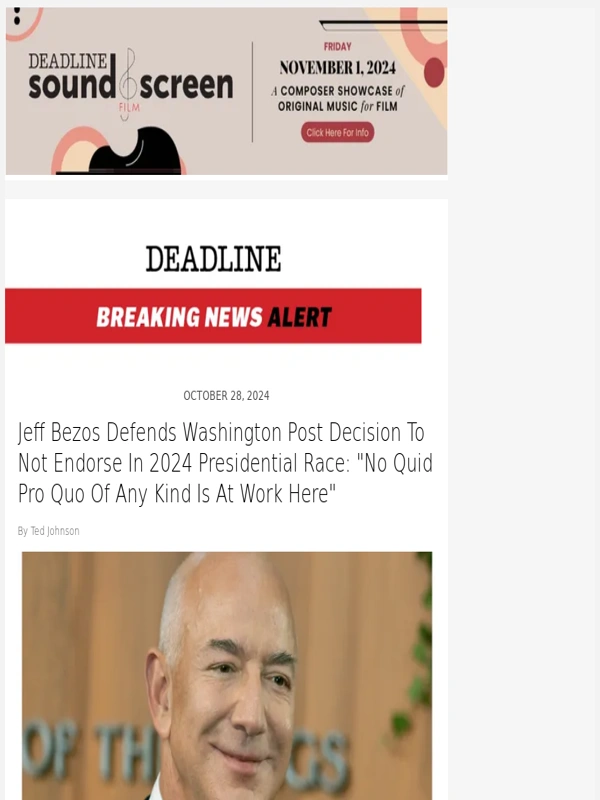 Netflix_old - Jeff Bezos Defends Washington Post Decision To Not Endorse In 2024 Presidential Race: "No Quid Pro Quo Of Any Kind Is At Work Here"