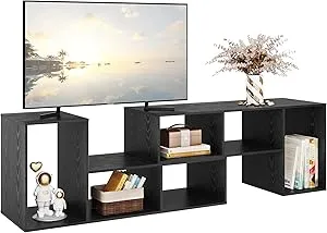 DEVAISE TV Stand, Deformable TV Stand up to 75 Inch TV, Modern Entertainment Center with 3 Pieces Cabinets, Gaming Media TV Console for Living Room, Bedroom, Black