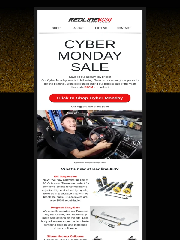 Redline360 - Cyber Monday! Last Day to Save on Car Parts