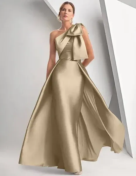 LightInTheBox A-Line Sleeveless One Shoulder Floor Length Satin Evening Gown