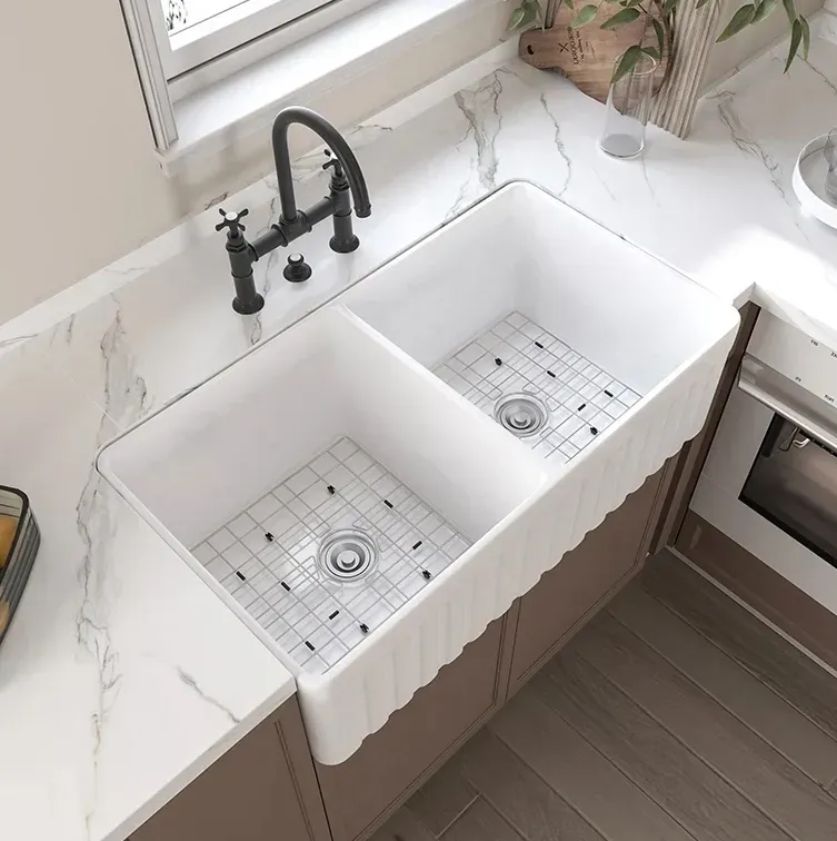Farmhouse Kitchen Sink Reversible Double Bowl Model HR-DS0118W