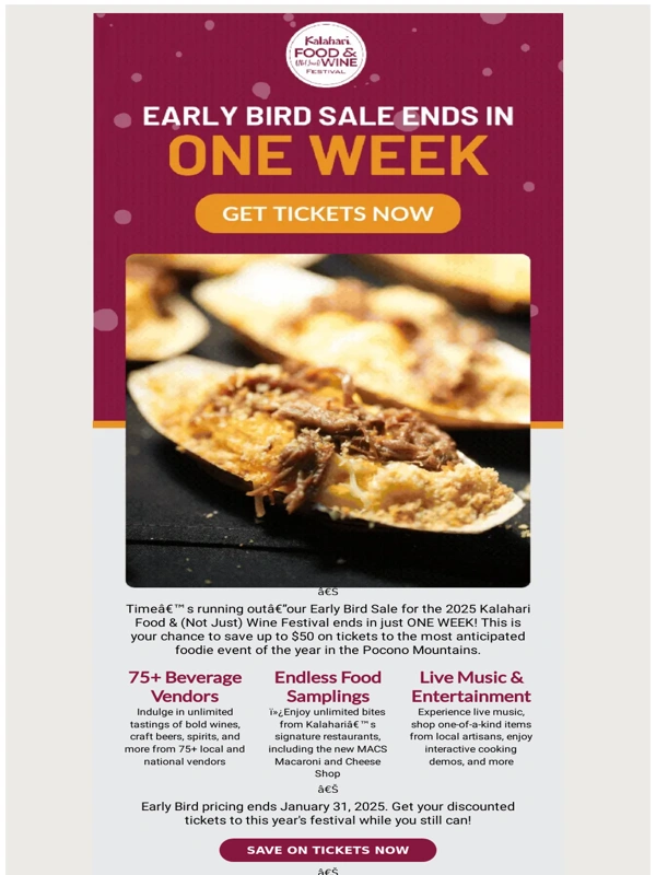 Kalahari Resorts - ?One Week Left: Save Up to $50!