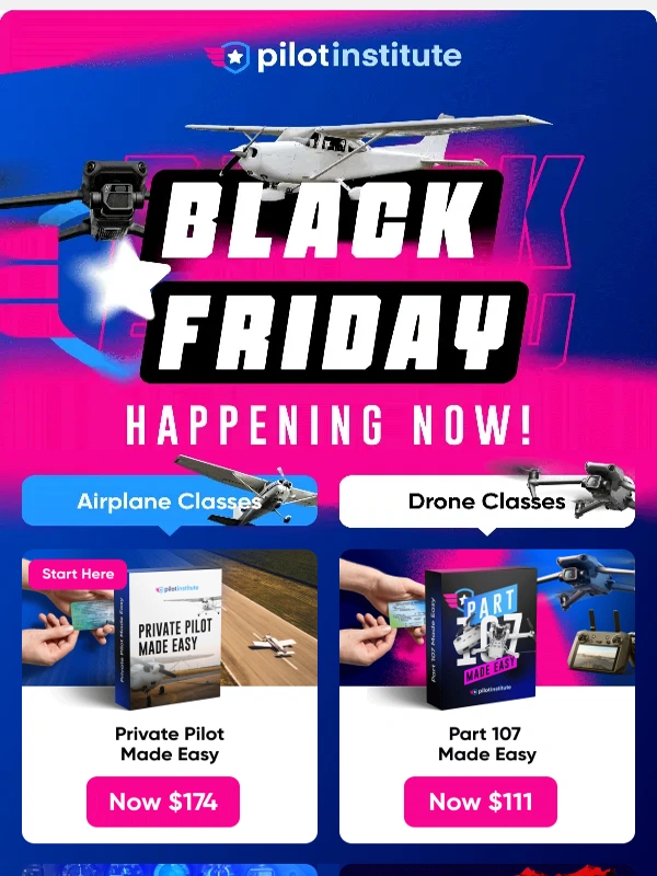 Pilot Institute - Black Friday: 50% Off Pilot Training!