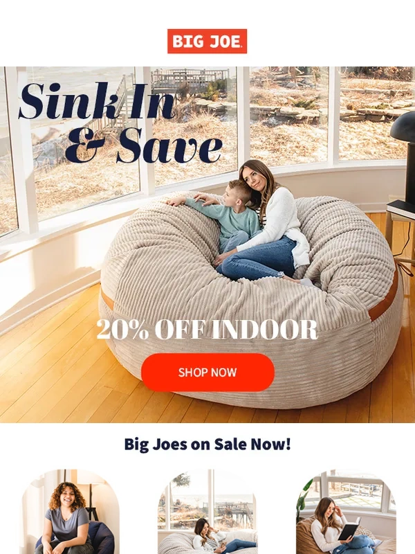 Big Joe - Sink In & Save: 20% Off Indoor Bean Bags!