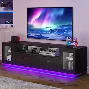 YITAHOME 70" TV Stand w/ Storage & Power Outlets (Brown & White) $80.60 + Free Shipping