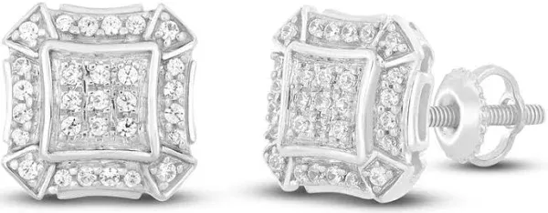 Jared Men's 10K White Gold 1/6 Ct tw Round Diamond Stud Earrings