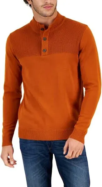 Club Room Men's Button Mock Neck Sweater