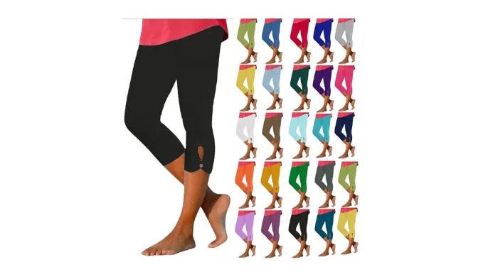 Capri Leggings for Women 2025 Casual Summer High Waist Workout Yoga Pant Stretch Slimming Athletic Cropped Pants(A- Black,Medium)