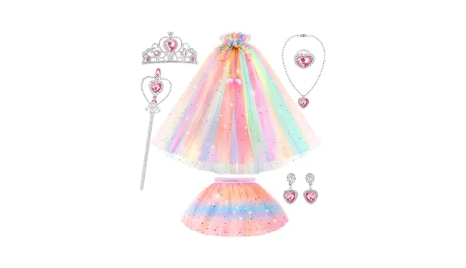 BesJonie Princess Dresses for Girls 4-6,Princess Dress Up Clothes Cape Skirt Toys for Girls,Easter Birthday Gift for Girl 3-6