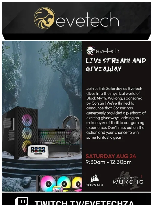 Evetech - Evetech x Corsair Black Myth: Wukong Livestream and Giveaway