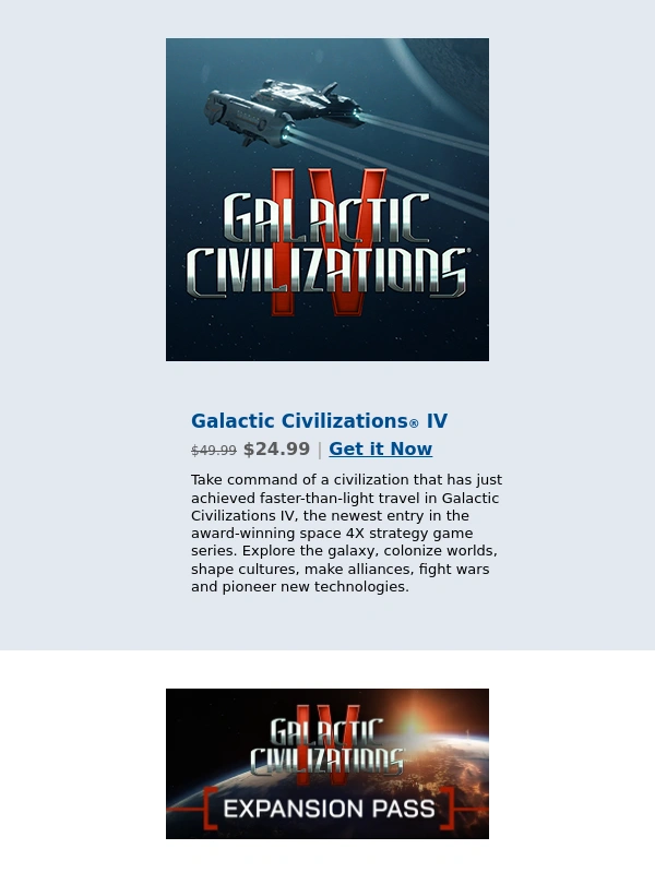 Steam - Save on Galactic Civilizations IV in our Winter Sale