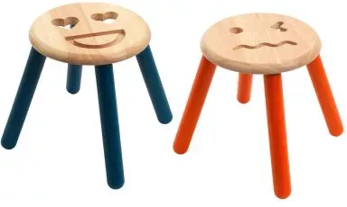 Excellerations Sustainably Harvested Rubber Wood Emotions Stool - Set of 2 Emotions, Love and Angry